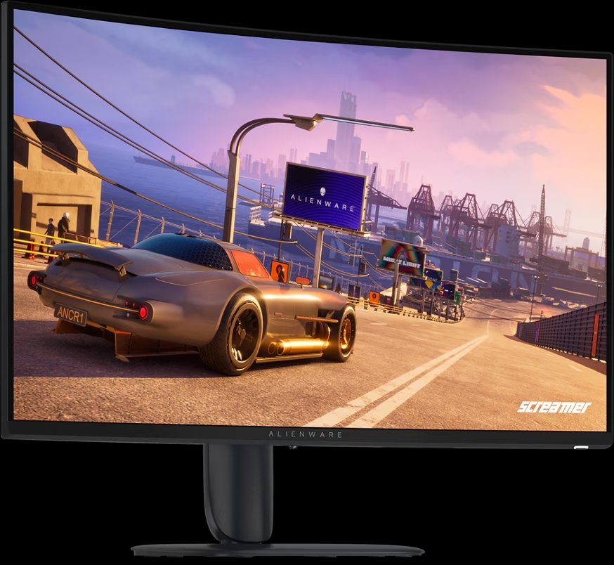 Alienware AW3226DMの製品画像。32型湾曲VAパネルの16:9ゲーミングモニター
