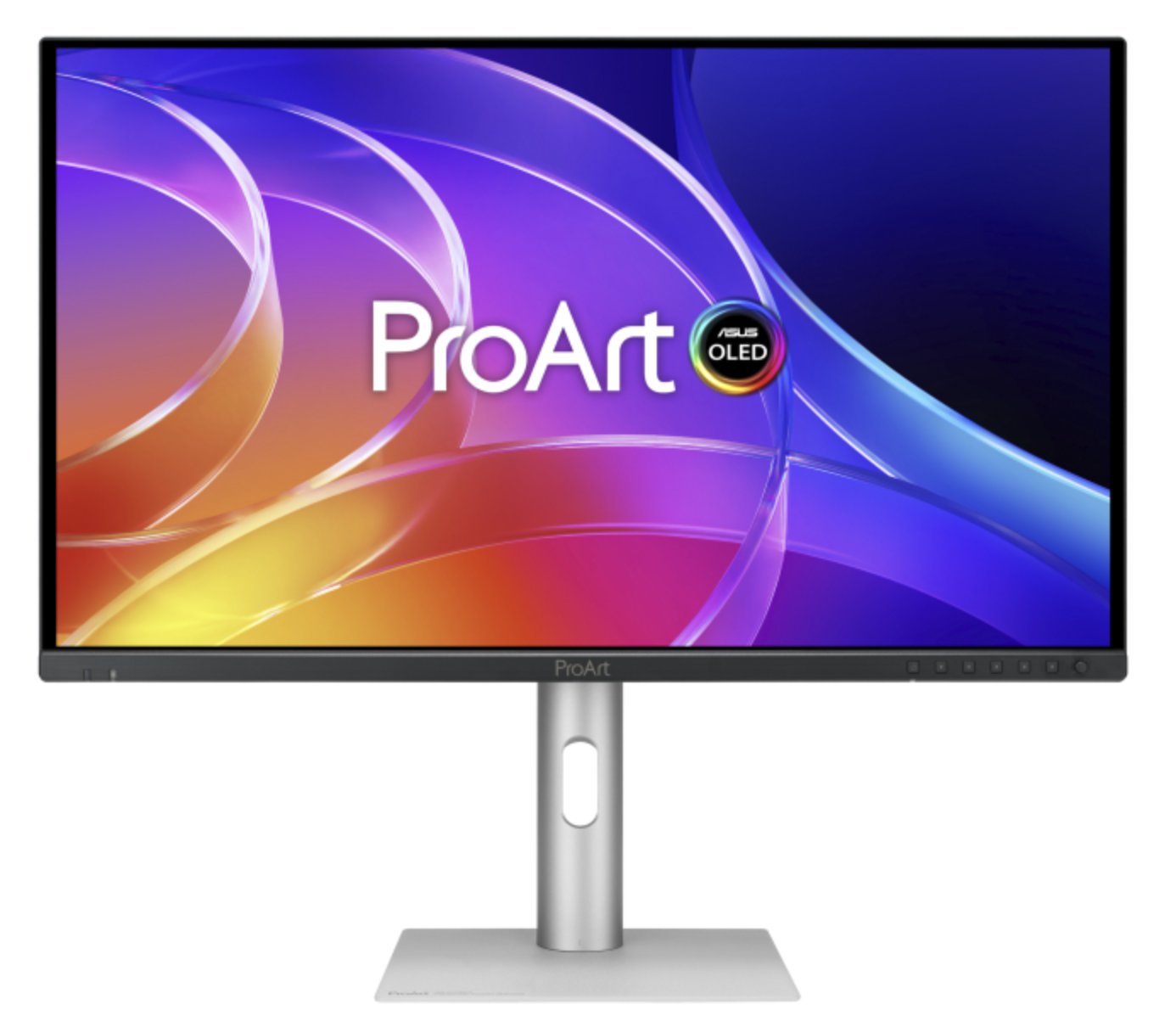 ASUS ProArt Display OLED PA279CDVの正面。26.5型4K QD-OLEDパネル