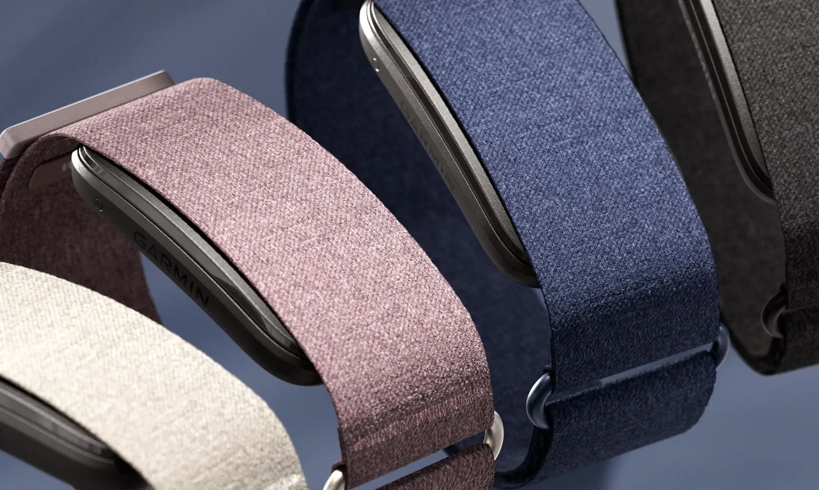 Garmin CIRQAのバンド4色を並べた接写