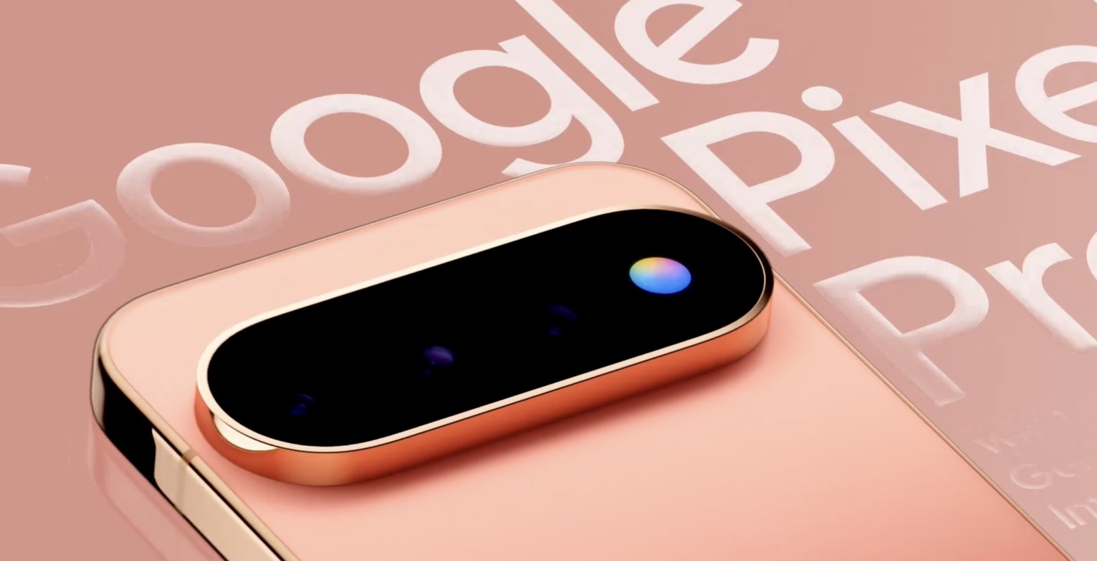 Pixel 11 Proのカメラバーを斜めから見た接写。複数のレンズが並ぶ