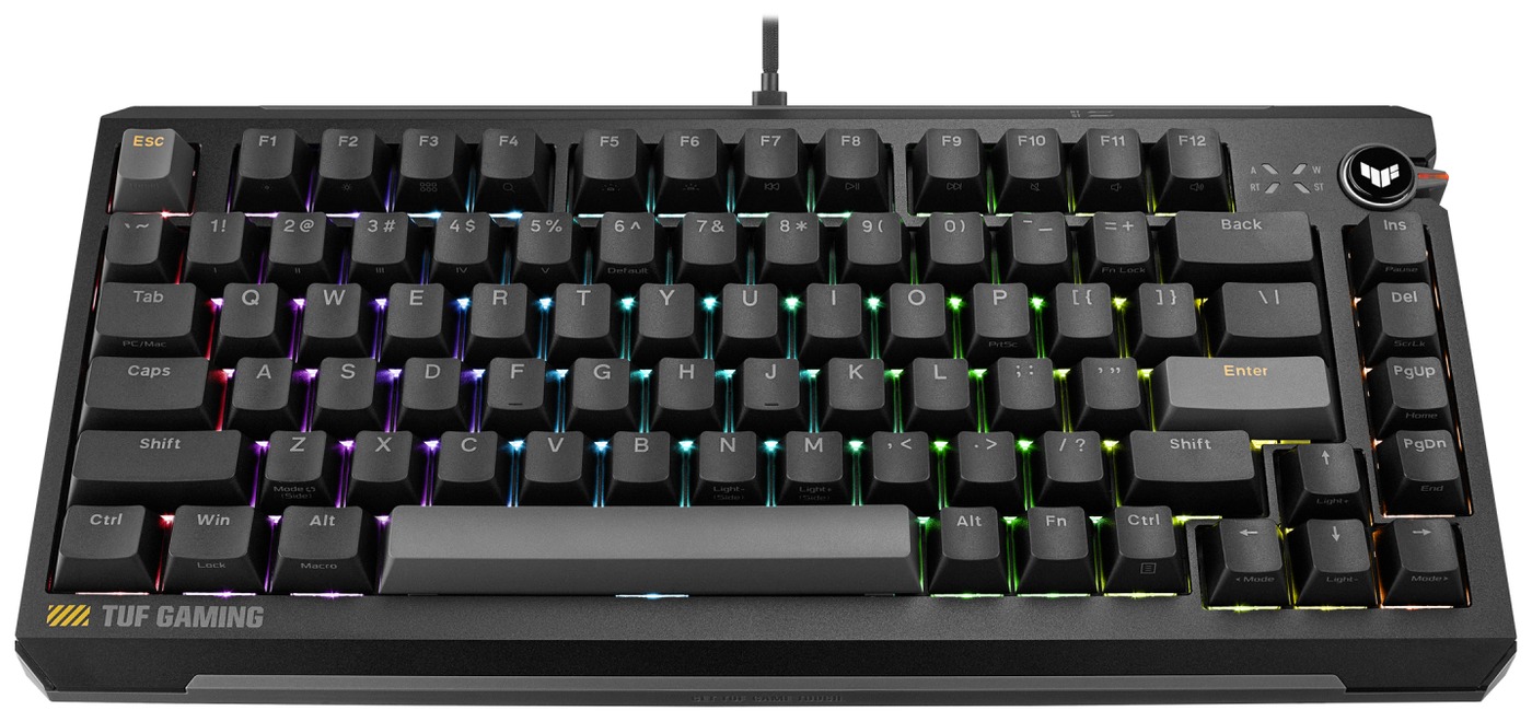 ASUS TUF Gaming K4 Magnetic(ブラック)を斜め上から見た公式製品画像