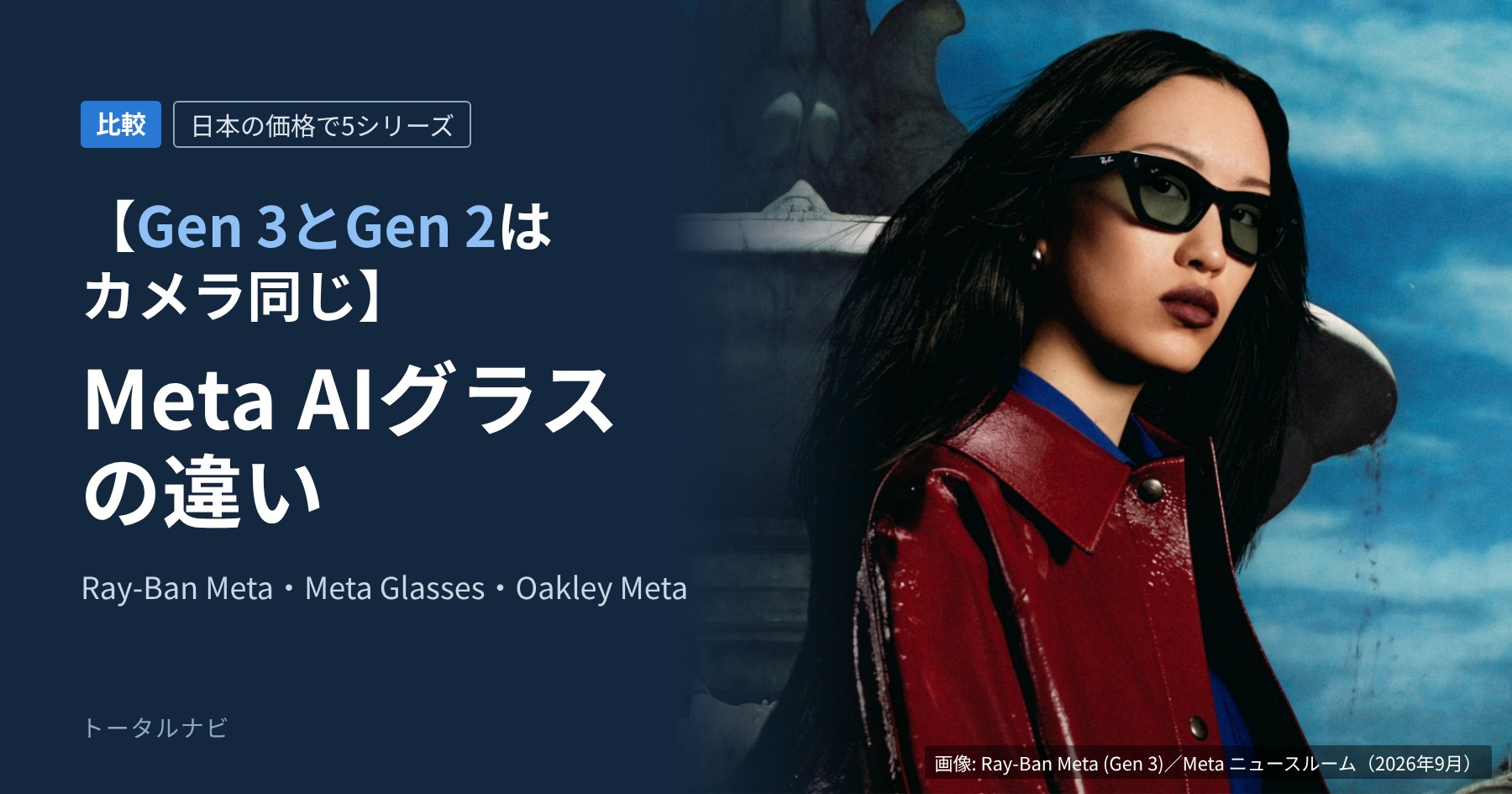 【Gen 3とGen 2はカメラ同じ】Meta AIグラスの違い｜Ray-Ban Meta・Meta Glasses比較