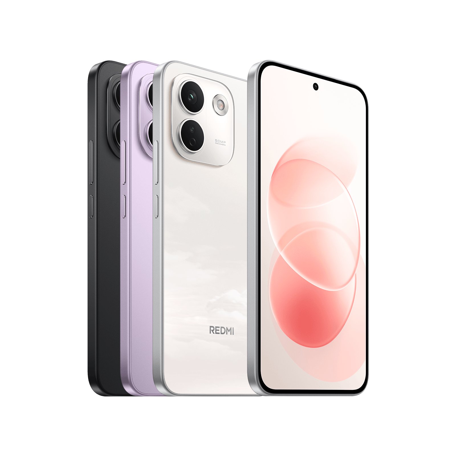 REDMI Note 17 Pro Max 5Gの3色の背面と前面を重ねて並べた公式画像